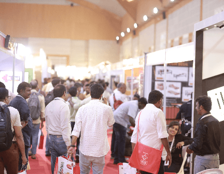 B2B networking at furniture exhibition